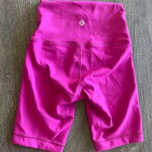 Hot Pink Lululemon “Wunder Under” Biker Shorts